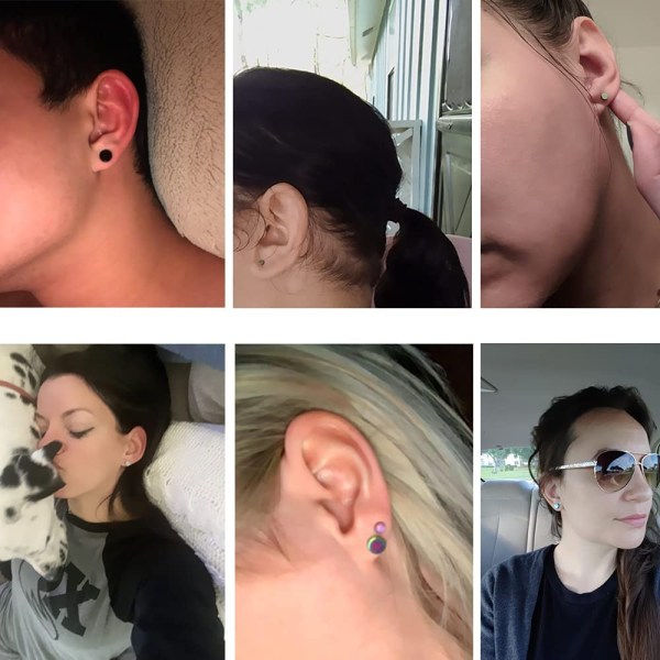 Dot Øreringe, Højpoleret Kirurgisk Stål Skrue Flade Tilbage Disk Stud Øreringe til Kvinder Mænd Pakke med 5 Par (3MM/4MM/5MM/6MM/8MM Valg)
