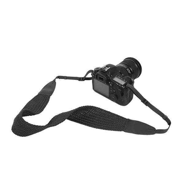 Bomullsstickad axelrem breddad justerbar bälte för DSLR spegellösa kameror (svart)