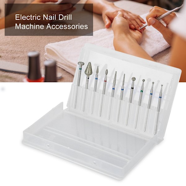 10 st / set legering stål nagelkonst borr polerhuvud kit nagelborrmaskin tillbehör 06#