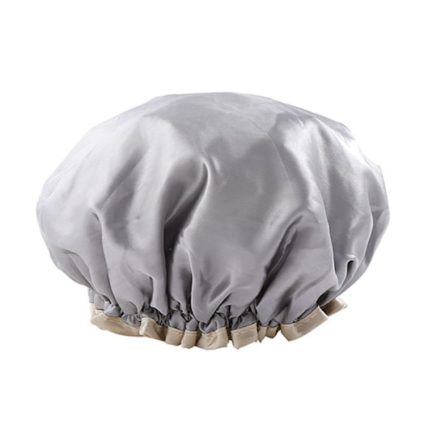 Badehætter, 2 pakker vandtætte badehætter dobbelt lag badehætte elastisk bånd badehætte til piger og kvinder (11 x 10 x 3 tommer ca.), grå