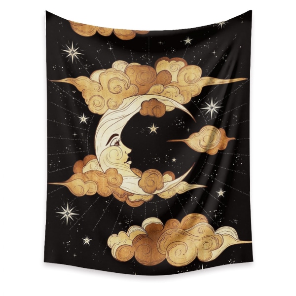 Tarot Moon Gobeläng Väggbonad Guld Stjärnhimmel Gobeläng för Sovrum Måne  (GT320000, 29 X 38 Tum)