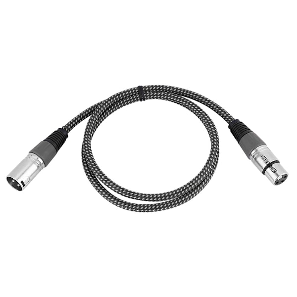 D-type flettet XLR-kabel Mikrofon MIC Audio-ledning Mixer-forbindelsesledning 1m (grå)