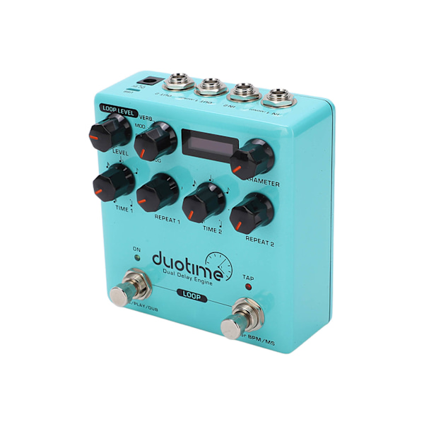 Dual Delay Engine Effekt Elektrisk Gitar Flere Modus Forsinkelser Pedal med 40 Sekunders Stereo Loop