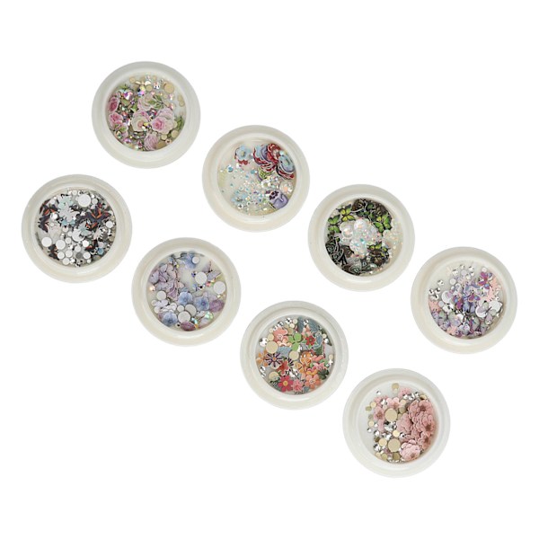 8 st Resin Blandade Nagelpaljetter Färgglada Nagelkonst Nagelglitter Paljetter Flakes DIY Design Manikyr Dekorationer