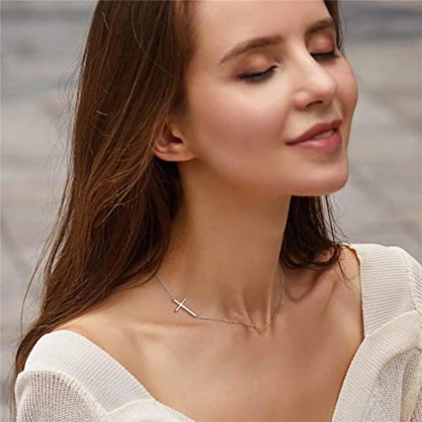 Hopeinen yksinkertainen sivuristin riipus naisten choker-kaulakoru, tyylikäs ja elegantti, täydellinen lahja.