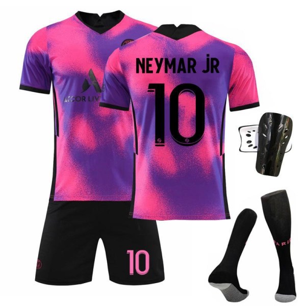 2021 Paris 3 bortefotballdraktsett med sokker og beskyttelsesutstyr - nr. 10 NEYMAR.JR18# No.10 NEYMAR.JR 18码