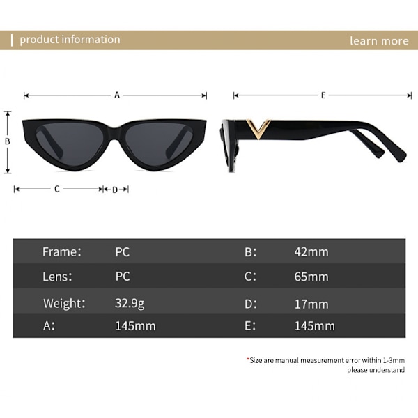 Solbriller for kvinner Klassisk Retro Stil 100% UV-beskyttelse