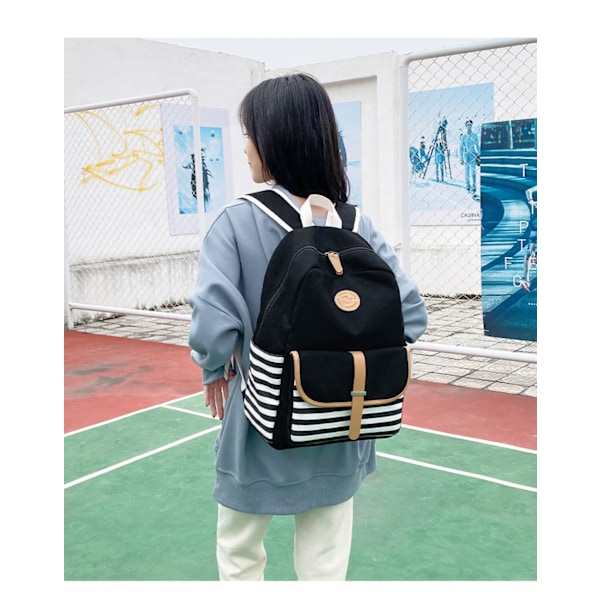 Leaper Jenter Canvas Skolesekk Laptop Datamaskin Bag Reiseveske Skolesekk Dagligveske, Gutter Jenter Ryggsekk (svart)