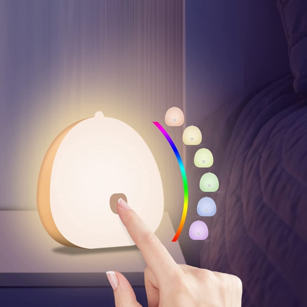 Baby Nattlampa Barnlampa, USB Uppladdningsbar LED Nattlampa, RGB färgskiftande Touch Control Nattlampa, Amning Nattlampa
