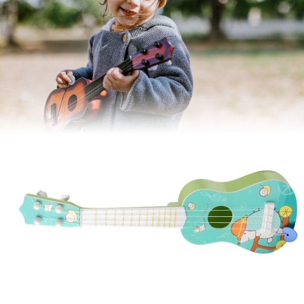 4-kielinen Miniatyyriukulele Musiikkilelu Värikkäillä Kuvioilla Oppimiseen Lapsille Pieni Ukulele Vihreä