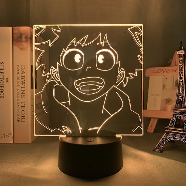 3D Illusion Lampe Anime Led Natlampe Midoriya Izuku Figur Børns Soveværelse Sengebord Natlampe Barn Fødselsdag Julegave (16 Farver med Fjernbetjening)