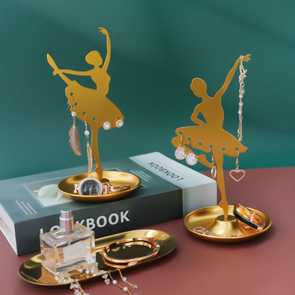 Metall smyckesställ för kvinnliga smycken Smycken torn displayställ förvaringshylla Halsband Skrivbordsdekoration Smyckesställ(B)