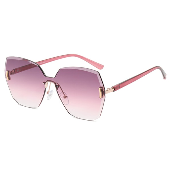 Dame Rimless Krystal Cut Solbriller Damer UV Beskyttelse Diamant Solbriller----Guld Ramme Lilla Pink Sheet