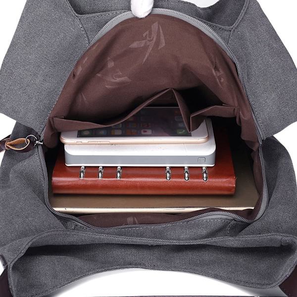 Mote Kvinner Multi-lomme Bomulls Canvas Håndvesker Skulder Vesker Totes Purses