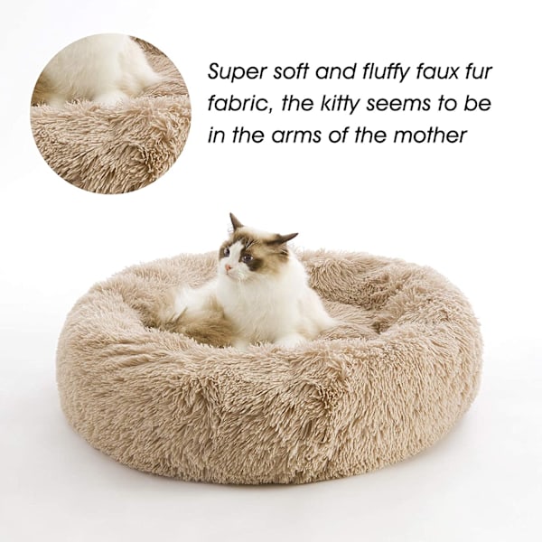 Rolig Hundebed & Kattebed, Anti-Angst Donut Hundekosebed, Varmende Koselig Myk Hund Rundt Bed  (Bunt/27\")