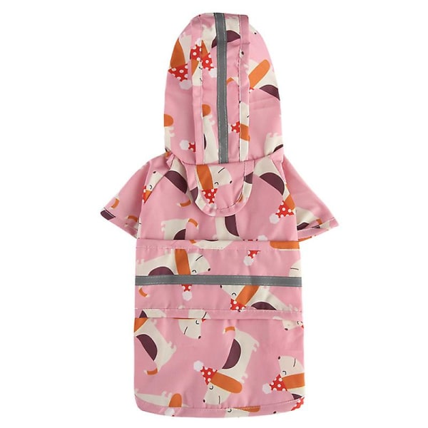 Sød hunderegnfrakke tøj reflekterende hvalp regnjakke mode tegneserie York puddel små store hunde vandtæt beklædning kostumer (Pink XL)