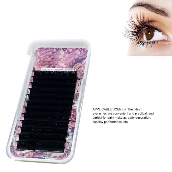 D Curl Planting False Lashes Black Grafting Eyelashes för daglig smink Cosplay Performance 0,05 D 14mm / 0,55in