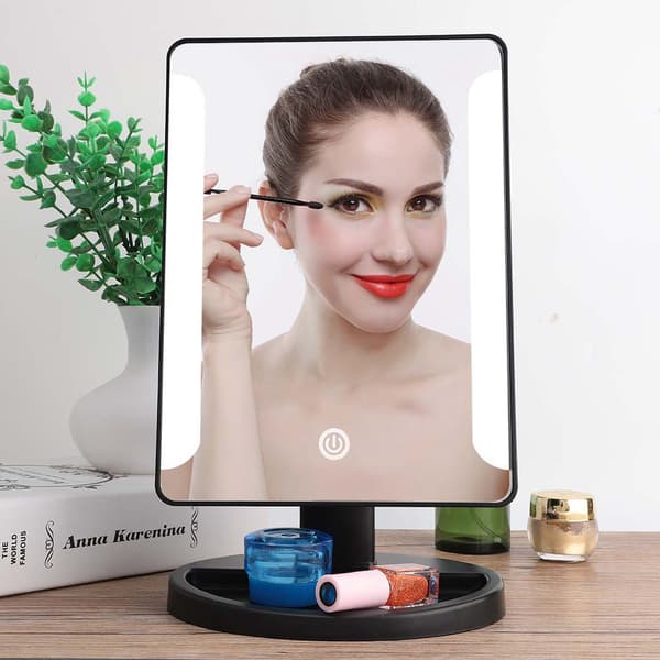 Touch Screen 38 LED Lighted Makeup Vanity Mirror Cosmetic Mirror med 10X Manifying (Svart)