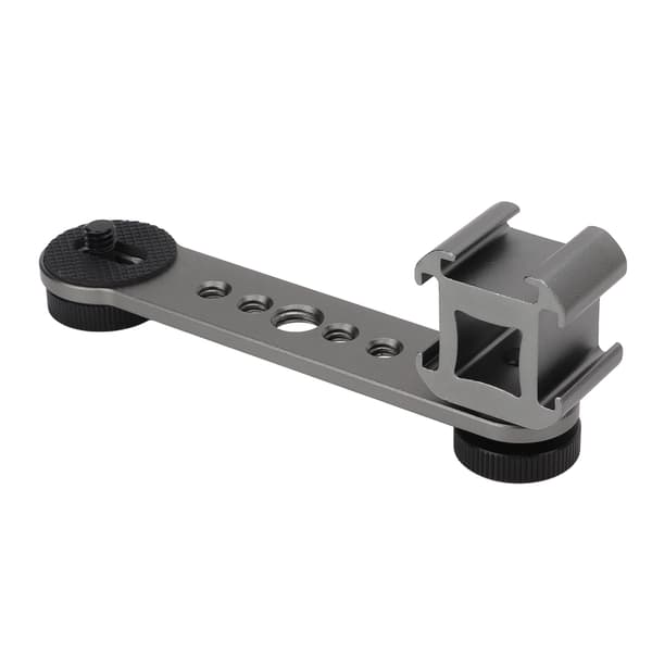 Triple Cold Shoe Extension Bracket Aluminiumlegering Mikrofonstativ Monteringsadapter til Stativ Monopod Stabilisator Mørkegrå