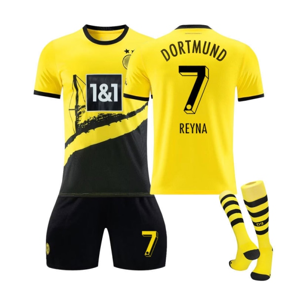 23/24 Dortmund Home Fotbollströja för barn med strumpor 7 REYNA barnstorlekar 22