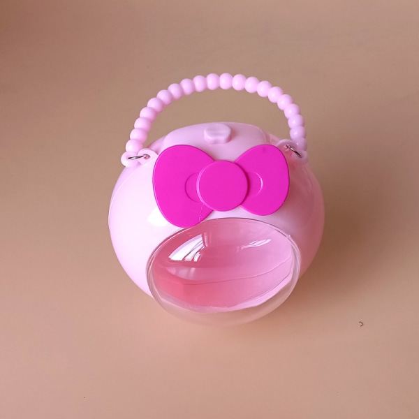 Söt rosett Akryl Rymdväska Förvaringslåda Genomskinlig godisask Smyckeskrin Barns rund bärbar låda Leksakslåda (rosa)