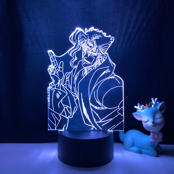 Qinwei 3D Illusion Lampe Anime JoJo's Bizarre Adventure  Nattlys med Fjernbetjening til Soveværelse Dekorativ Drenge Piger Fødselsdag Jul -- Patte