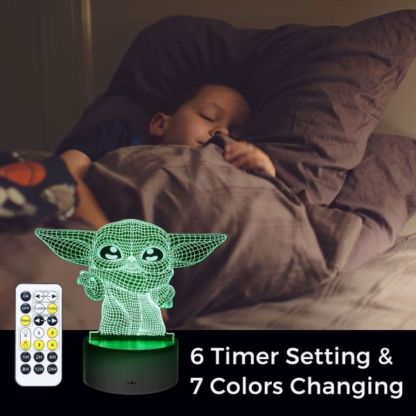 3D Illusion Star Wars Natlampe, 4 mønstre med timingfunktion Star Wars Legetøj LED Natlampe til værelsesindretning, Fantastiske fødselsdags- og julegaver Star Wars Combo Pack-D