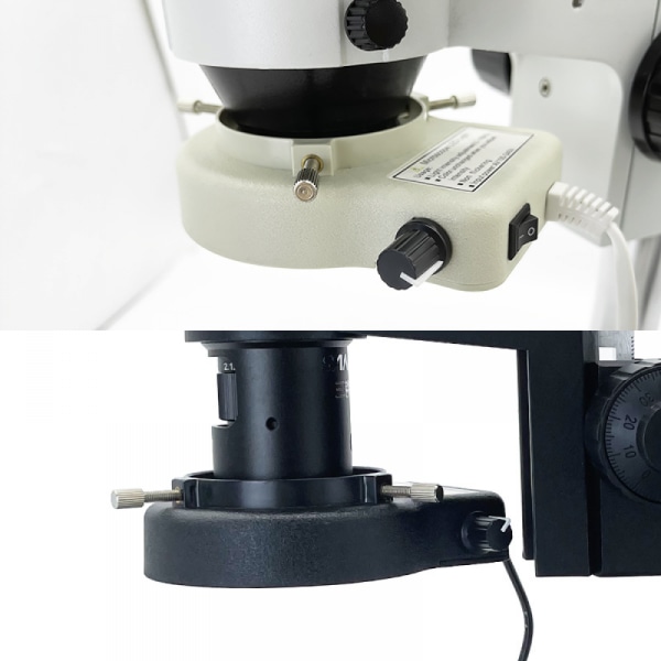 Mikroskoplampa Encylindrig kikare stereomikroskop Ringlampa Integrerad LED Ljusstyrka Justerbar Center Spotlight Svart