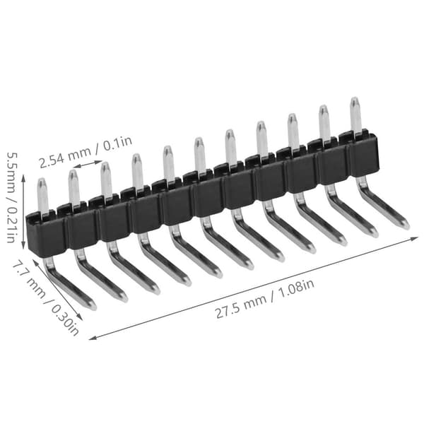 10 stk. 11-bens han single row 2,54 ben stift header stik til guitar pickup