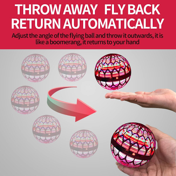Flyvende boldlegetøj  Flyvende  bold led magisk håndstyret spinner Whirly Drone Fly Orb legetøj Genopladelig Boomerang bold med 360° roterende LED