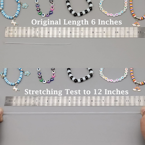 Elastisk snor for armbånd, 1 mm x 110 meter robust, elastisk snor for smykkefremstilling, halskjeder, perling - hvit White Black and White