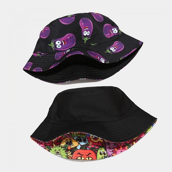Wekity Sød Spand Hat Strand Fisker Hatte til Kvinder, Reversible Dobbelt-Side-Wear Unisex (Tomat-Sort)