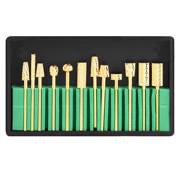 12 st/set Legering Volfram Stål Guld Nagelborr Bits Fil Slipning Huvud Manikyr Vård Verktygssats