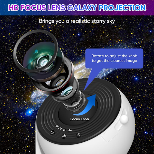 Galaxy Projektor, 13 i 1 HD Planetarium Galaxy Stjerneprojektor til Soveværelse, 360° Roterende Stjerneprojektor Galaxy Lys med Justerbar Black White