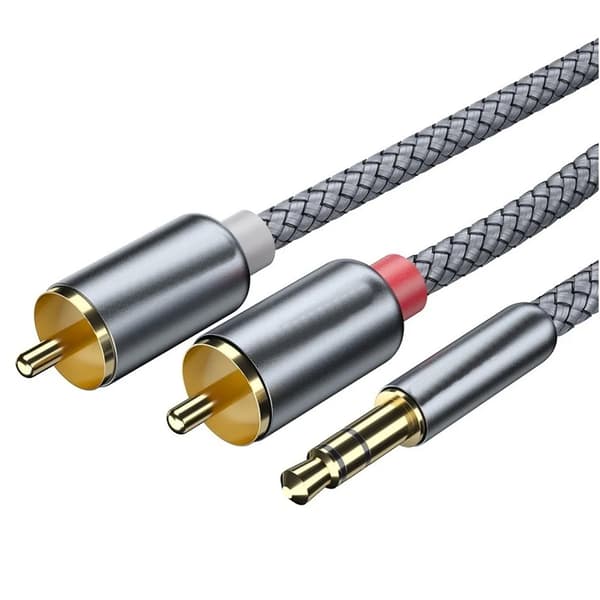 3,5 mm jackstik til 2 han-interface adapterkabel til RCA-lydcomputertelefonkonverterkabel 2 meter