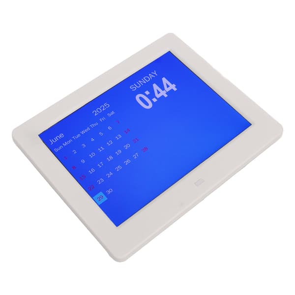 Digital klokkekalender 8 tommer elektronisk WIFI med dato dag påminnelse værmelding for eldre hvit 100‑240V EU-plugg