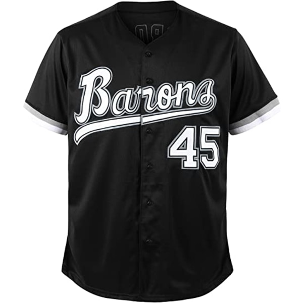 90-tals herr- och damer, Baron #45 Unisex Hip Hop-kläder, baseballtröjor för fest Baseballpresenter svart—XXL