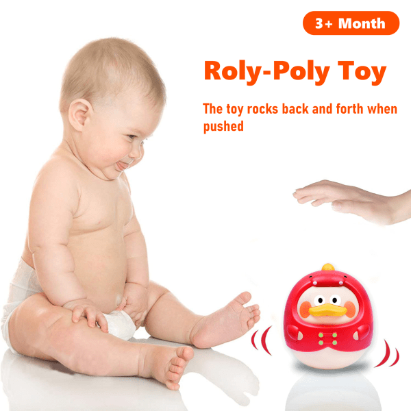 Baby 6 till 12 månaders leksak, magetid för baby, klirrljud nyfödd present,  tumbler Wobbler-leksaker (röd) 702f | Fyndiq