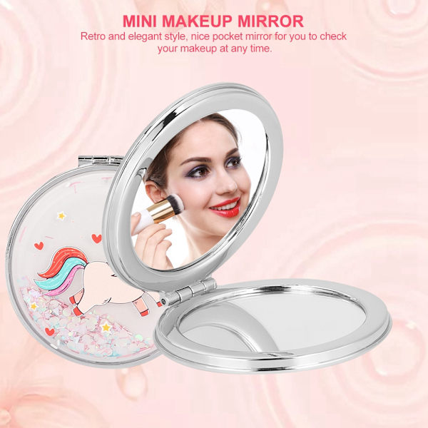 Retro Style Mini Makeup Spejl Kvinder Bærbare Runde Dobbeltsidet Foldbar Lommespejl