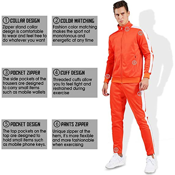 Herre Sportswear Sets Sports Gym Treningsklær Sportswear Sets med Full Zip Men  S