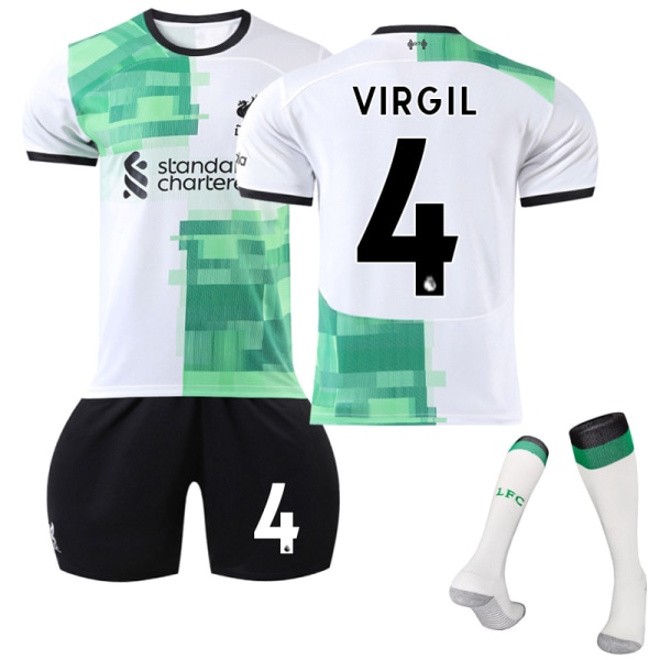 Liverpoolin 23/24 kauden vieraspelipaitasetti sukkineen 4 Virgil #3XL