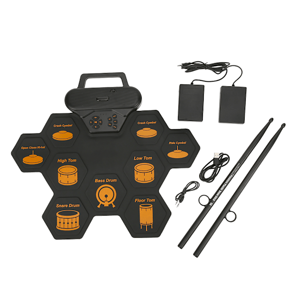 Roll Up Foldable Electronic Drum Portable Silicone PlasticBuilt In Battery with 2Pcs Sticks