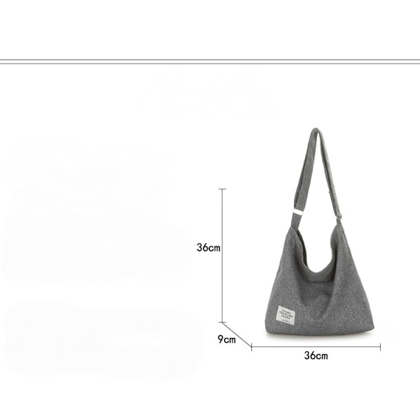 Kvinnor Canvas Tote Bag, Flickor Stor Kapacitet Axelväskor med Ficka - Dam Crossbody Väskor för Shopping Skola Resor Daglig Användning-Grå