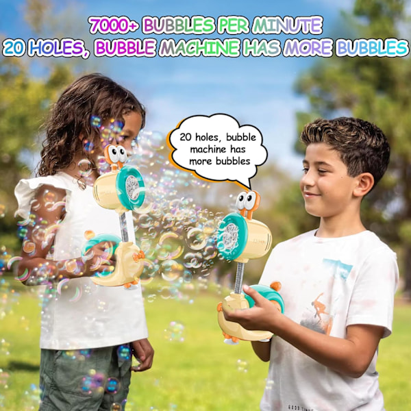 Snigel Automatisk Uppladdningsbar Bubbelmaskin för Pojkar och Flickor, Present från 3 år, Bubbelpistol med Belysning, Fantastisk Bubbelstav yellow