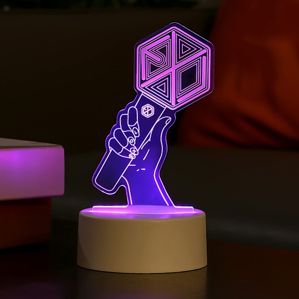 Kpop EXO 7 Färger LED Akryl Nattlampa Barn Sänglampa Sovrum Hem Rum Dekoration för EXO-L Fans Barn Pojkar & Flickor Kvinnor Födelsedag