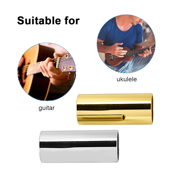 2 stk. Rustfrie Stål Slides for Gitar Strengeinstrument