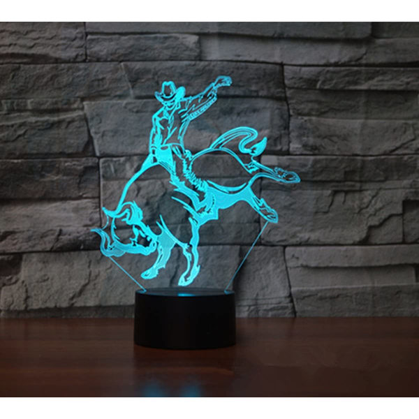 3D Nattelys Tyrenskjærer Matador Berøringsknapp 7 Fargeendring Dekor LED Lampe Hjem Kontor Underholdning