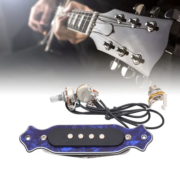 Akustisk gitarr pickup 4 strängar koppar spole gitarr pickup ersättning för övning och prestanda GMB334 blå färg