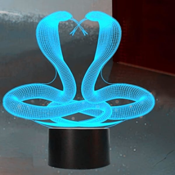 WJ 3D Snake Nattljus led-lampa Illusion 7 färger Ombytesbord Skrivbordsdekoration Lampor Födelsedagspresent Akrylbas USB kabelleksak