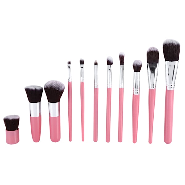 11PCS Basic Makeup Brushes Set Kits Powder Foundation Facial Lip Blusher Tool(Pink & Silver)